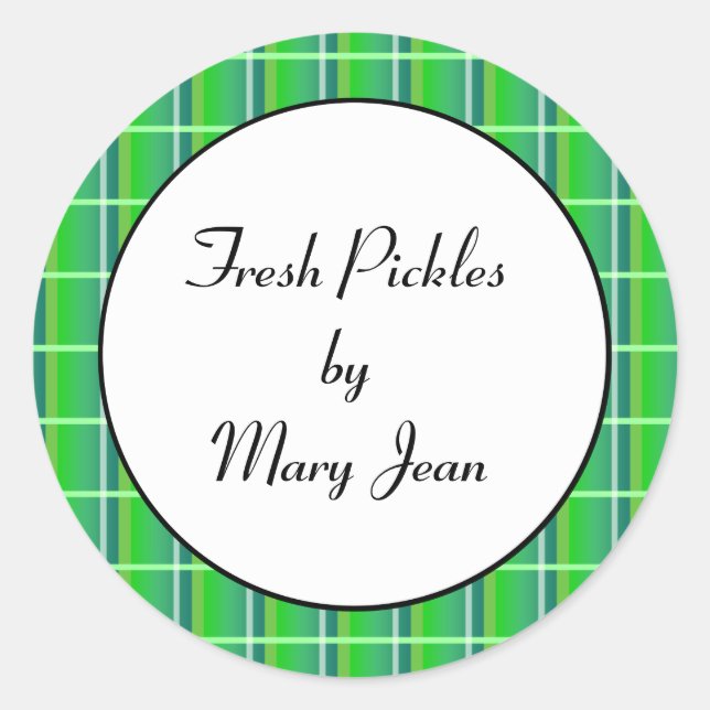 Green Plaid Custom Canning Sticker (Front)