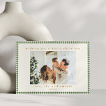 Green Plaid Custom Two Horizontal Photo Christmas Holiday Card<br><div class="desc">Cute Green Gingham Plaid Custom Two Horizontal Landscape Photos Christmas Holiday Card</div>