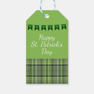 Green Plaid Flags Happy St Patrick`s Day Gift Tags