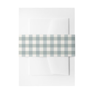 Green Plaid Gingham Country Farmhouse Simple Invitation Belly Band