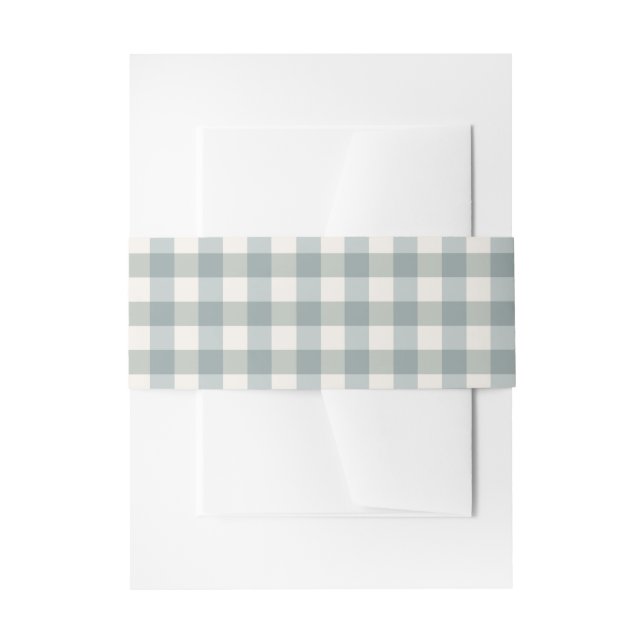 Green Plaid Gingham Country Farmhouse Simple Invitation Belly Band (Front Example)