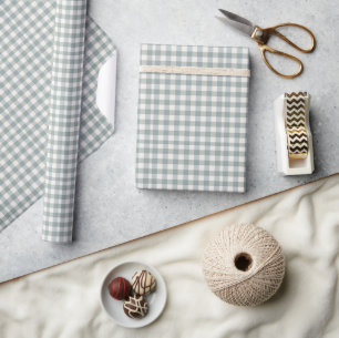 Green Plaid Gingham Country Farmhouse Simple Wrapping Paper