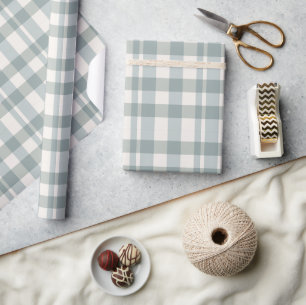 Green Plaid Gingham Country Farmhouse Simple Wrapping Paper