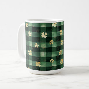 Green Plaid Gold Shamrocks St. Patrick's Day Coffee Mug