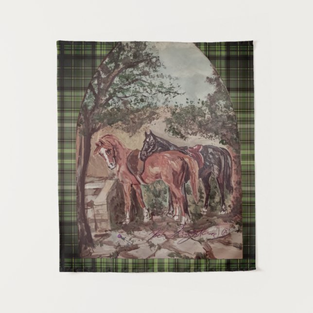 green plaid jamie and poppy scripture tapestry (Front)