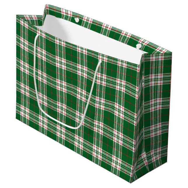 Green Plaid  Large Gift Bag (Front Angled)