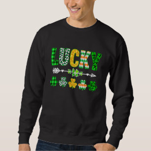 Green Plaid Leopard Lucky Shamrock St Patrick's Da Sweatshirt