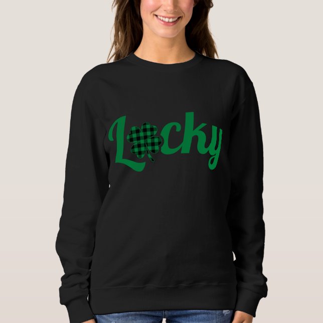 Green Plaid Lucky Shamrock Shirt St Patricks Day W (Front)