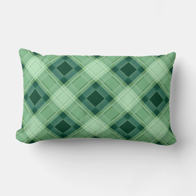 Green plaid lumbar cushion (Front)