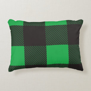 Green plaid Merry Christmas Decorative Cushion