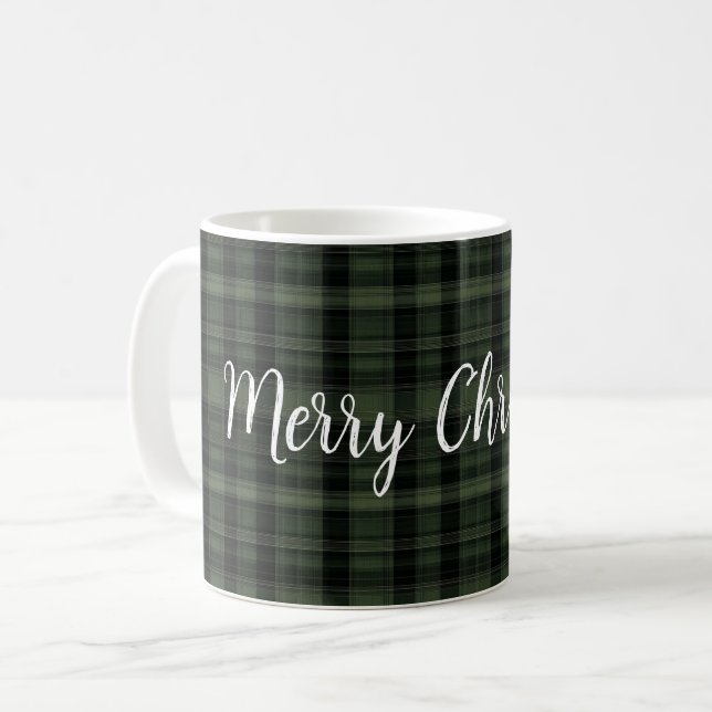 Green Plaid Merry Christmas Mug  (Front Left)