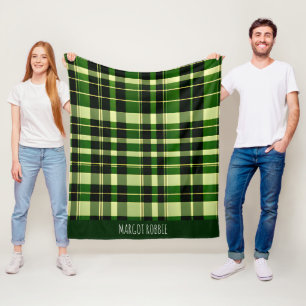 Green Plaid Mesh British Geometric Pattern Fleece Blanket