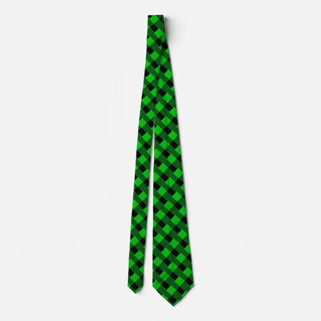 Green Plaid Neck Tie (Back)