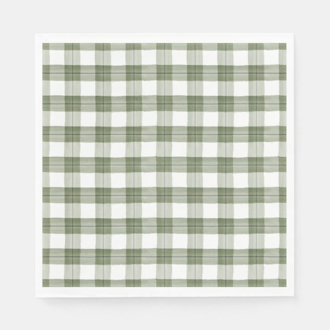 Green Plaid Paper Napkins (Front)