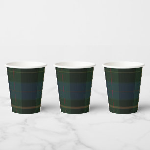 Green Plaid Paper Napkins Cups