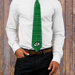 Green Plaid Pattern Game Day Tie