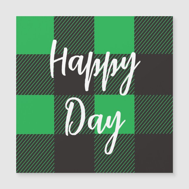 Green Plaid Pattern Happy Day (Front)