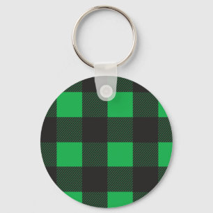 Green plaid pattern key ring