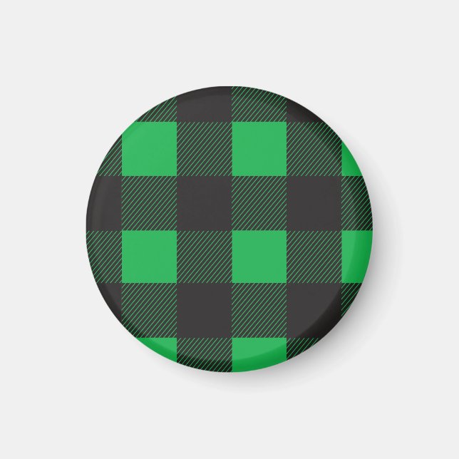Green plaid pattern magnet (Front)
