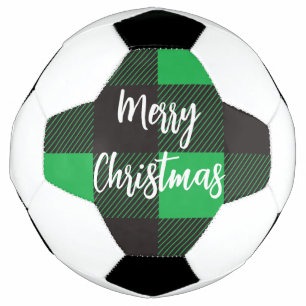 Green Plaid Pattern Merry Christmas Football