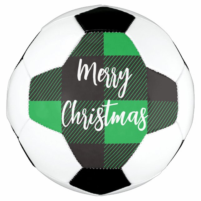 Green Plaid Pattern Merry Christmas Football (Front)