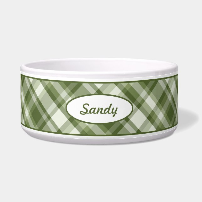 Green Plaid Pattern With Custom Pet Name (Front)
