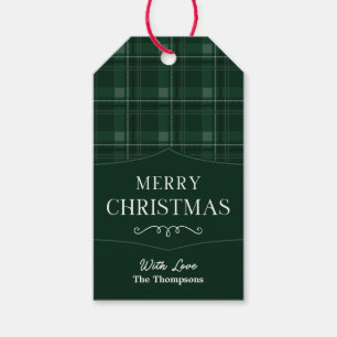 Green Plaid Personalised Merry Christmas Gift Tags