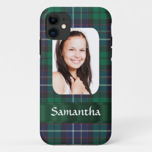 Green plaid photo personalised photo template iPhone 11 case