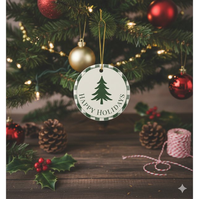 Green Plaid Pine Tree Christmas Ceramic Tree Decoration (Creator Uploaded)