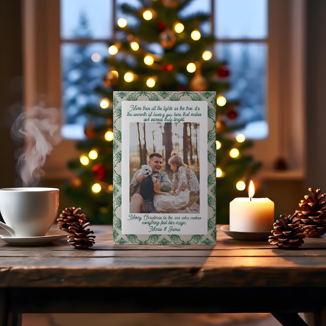 Green Plaid Portrait  Photo Christmas Holiday Card (Creator Uploaded)