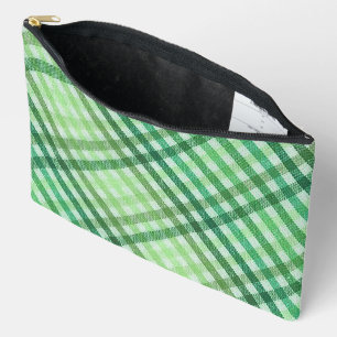 Green Plaid Print Cosmetic Bag