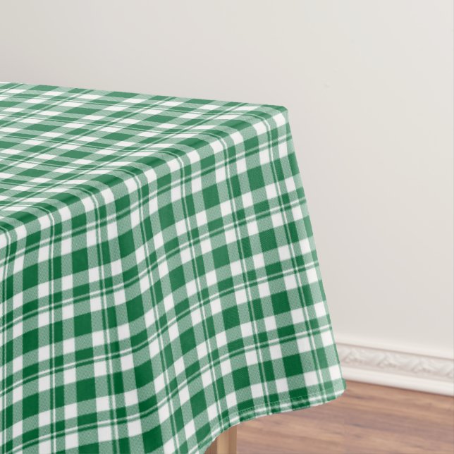 Green Plaid Print Tablecloth (In Situ)