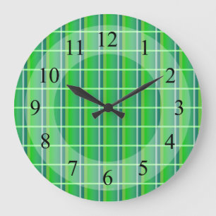 Green Plaid Retro Wall Clock