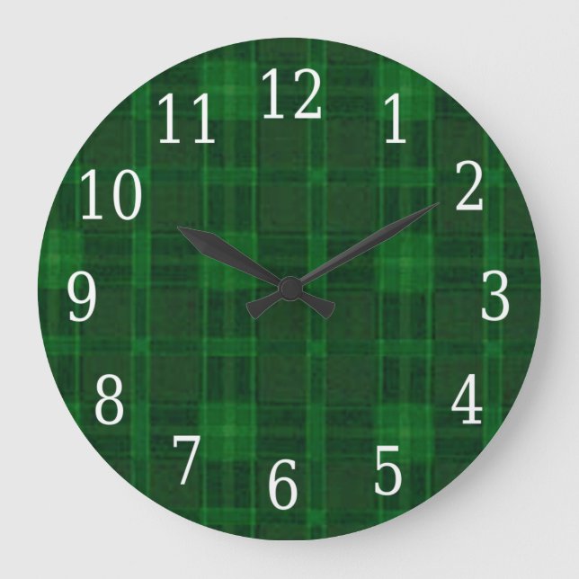 Green Plaid Round Clock (Front)
