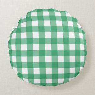 Green Plaid Round Cushion