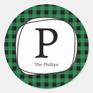 Green Plaid Rustic Country Favour Tag Stickers