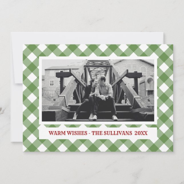Green Plaid | Rustic |  CUSTOM Holiday Photo (Front)