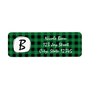 Green Plaid Rustic Frame Holiday Address Labels