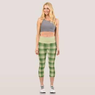 Green Plaid Saint Patrick's day Capri Leggings