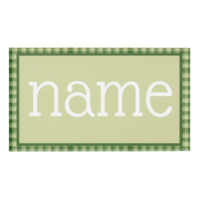 Green Plaid Saint Patrick's day Name Tag (Front)