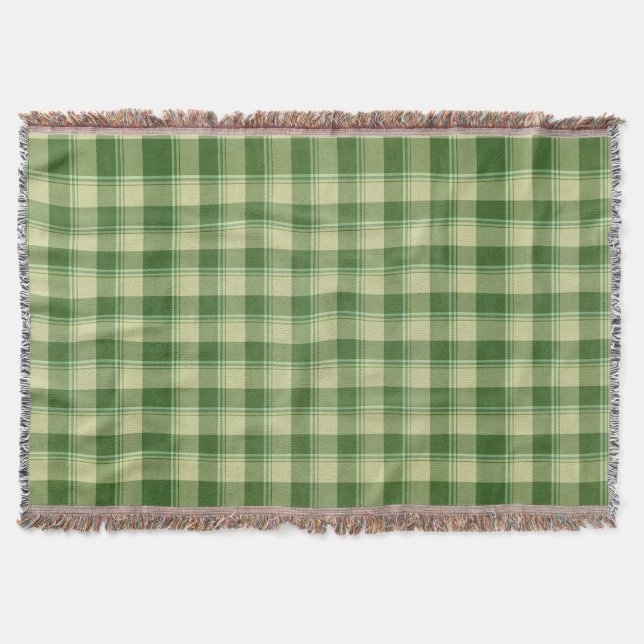 Green Plaid Saint Patrick's day Throw Blanket (Front)
