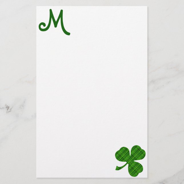 Green Plaid Shamrock Stationery (Front)