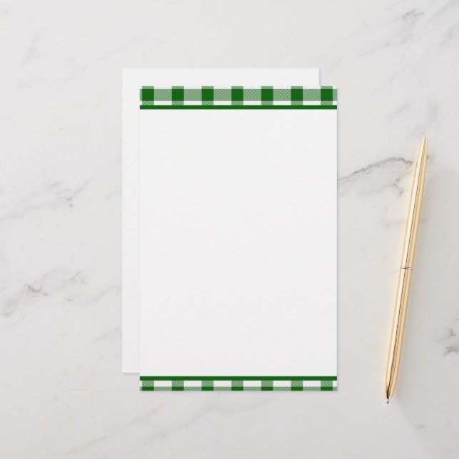 Green plaid   stationery (Front/Back In Situ)