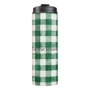 Green Plaid Stripes Christmas Thermal Tumbler