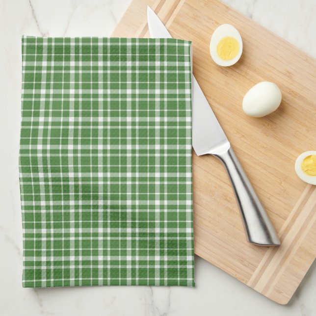 Green Plaid Tea Towel (Quarter Fold)
