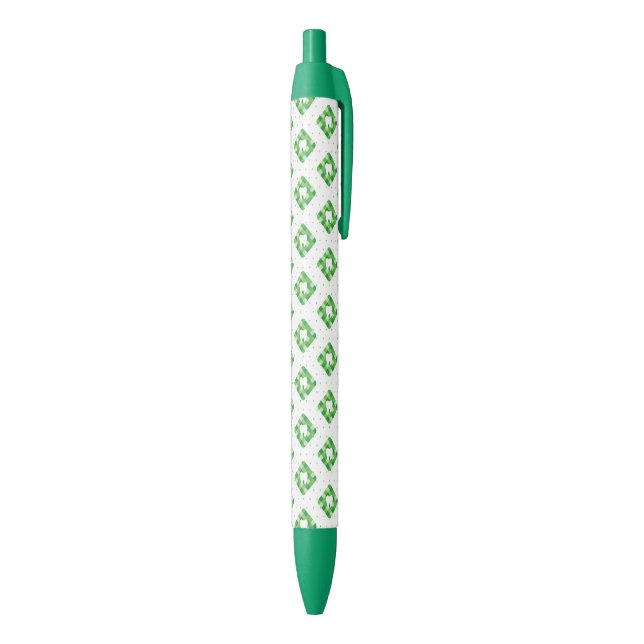 Green Plaid Tooth Pattern Black Ink Pen (Bottom (Vertical))