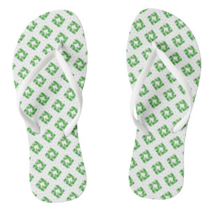 Green Plaid Tooth Pattern Flip Flops