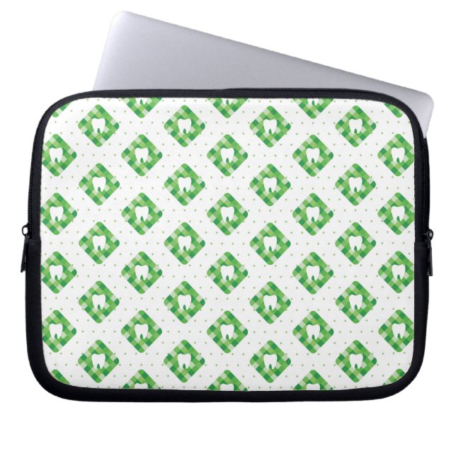 Green Plaid Tooth Pattern Laptop Sleeve (Front)