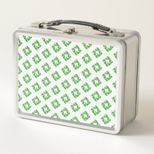 Green Plaid Tooth Pattern Metal Lunch Box