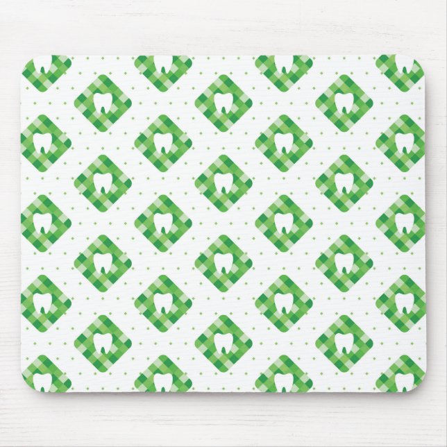 Green Plaid Tooth Pattern Mouse Mat (Front)